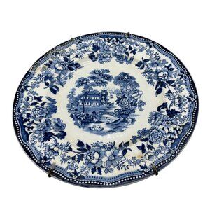 Vintage tonquin royal staffardshire Clarice Cliff plate Blue White Floral READ